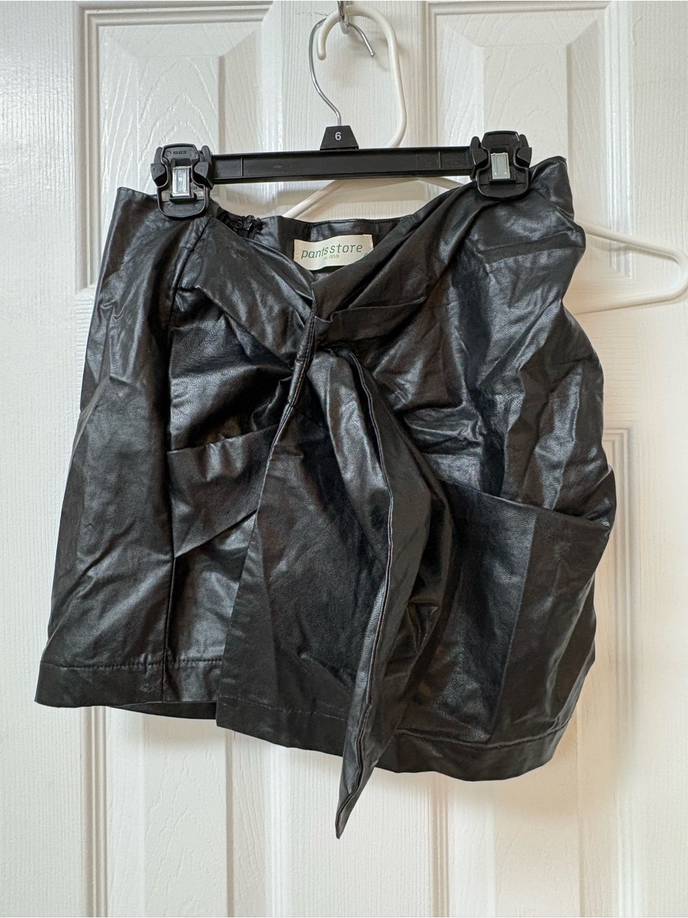 Black Faux-Leather Tie-Front Mini Skirt